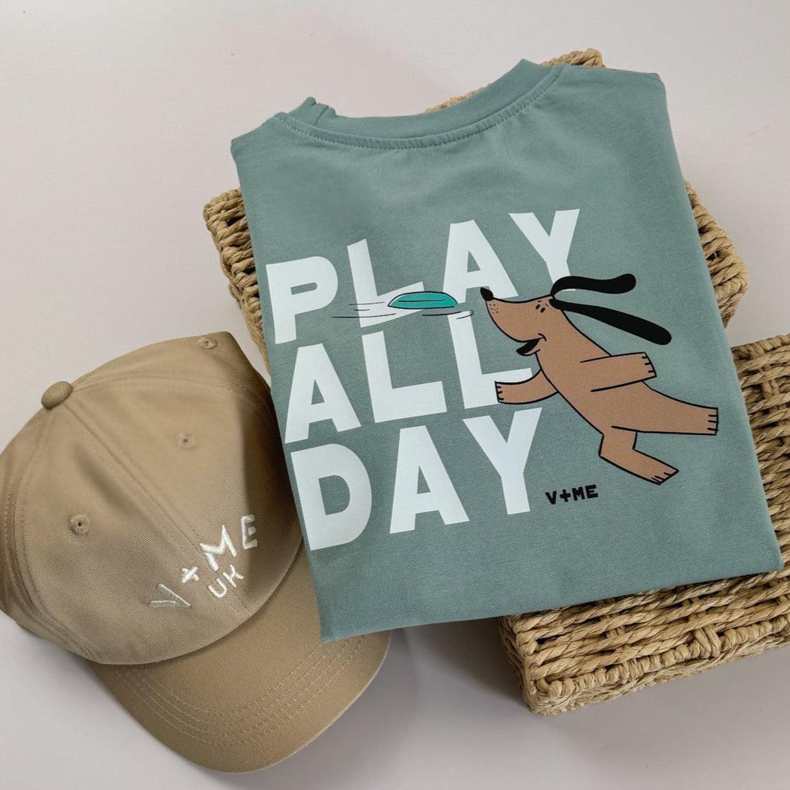 PLAY ALL DAY Frisbee Dog T-Shirt - V Plus Me