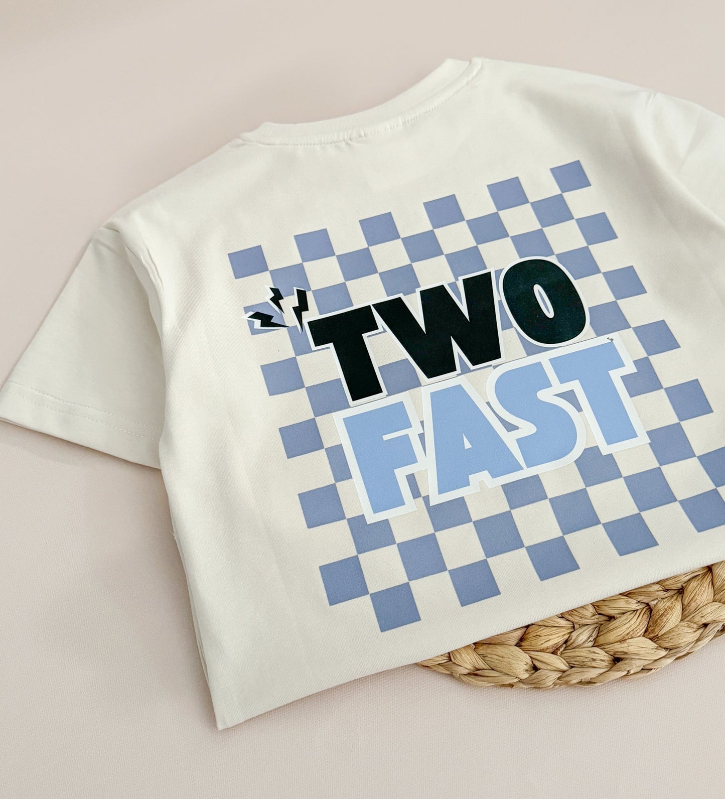 2 Fast Blue Checked T-Shirt | Birthday TWO FAST T-Shirt