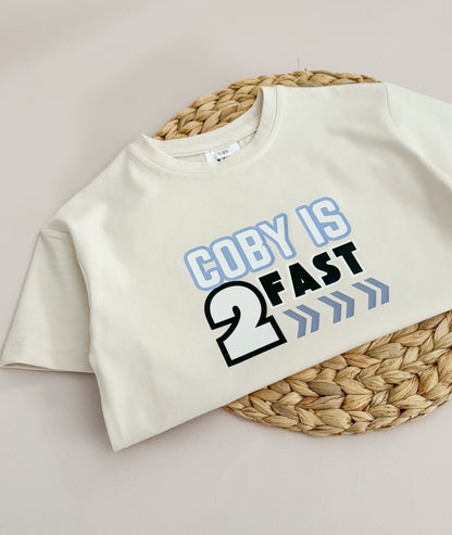 2 Fast Blue Checked T-Shirt | Birthday TWO FAST T-Shirt